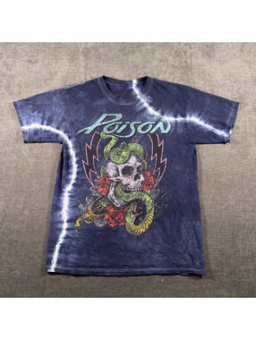 Vintage Poison Band Tie-Dye T-Shirt with Skull and Snake Graphic